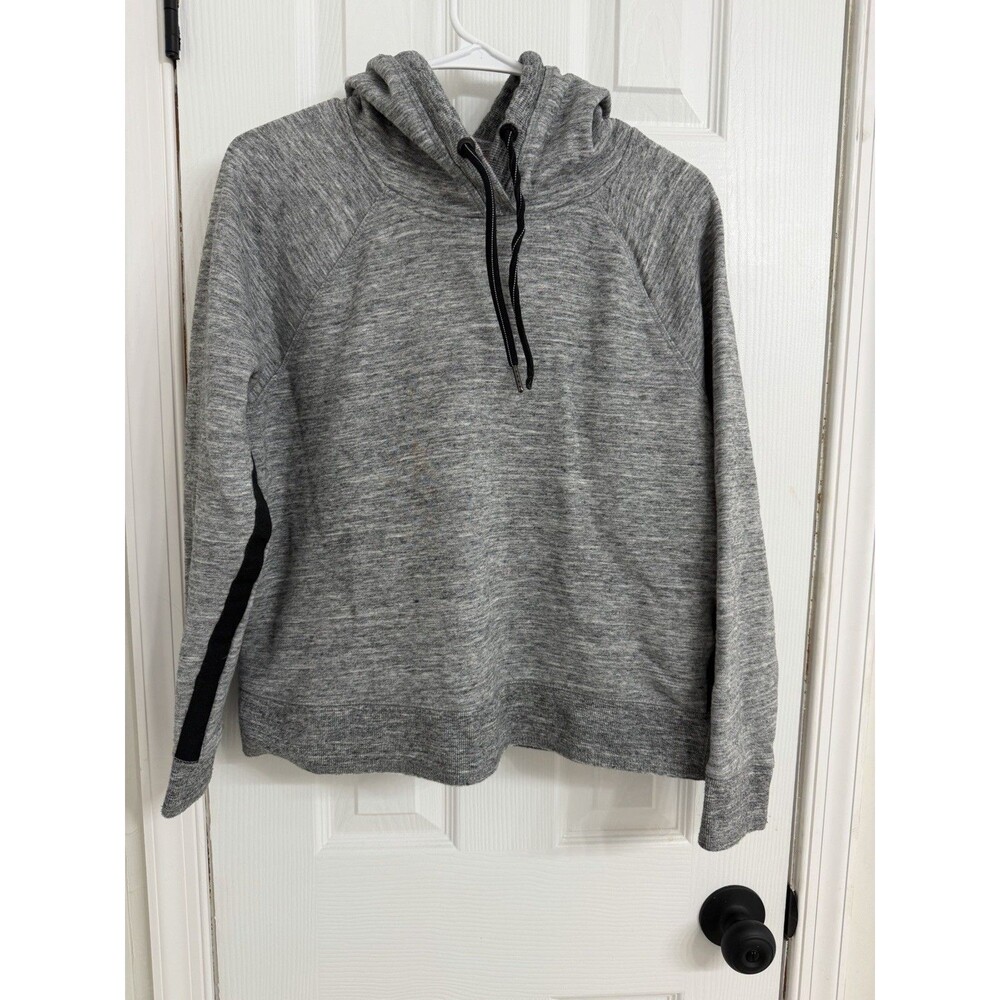 Calvin Klein Performance Women’s Hoodie heather Gray Black Stripe Pullover LG